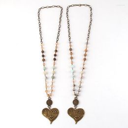 Pendant Necklaces RH Fashion Bohemian Jewellery Accessory 68cm Link Chain And Stone Heart For Women Festival Gift