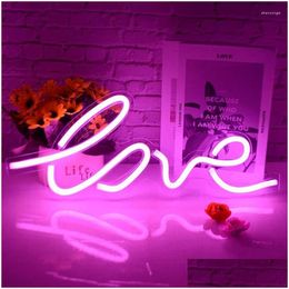 Night Lights Love Led Neon Sign For Room Wall Holiday Kids Decor Light Party Supply Drop Delivery Lighting Indoor Dh3Rk