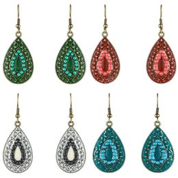 Ethnic Vintage Drop Glaze Water Drop Earrings for Women Elegant Rice Beads Antique Gold Color Dangle Earrings Jewelry