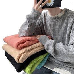 Men's Sweaters Style Men Sweater Oversized Broken Hole Knitted Basic Pullovers Knitwear Round Collar Loose Soft Jumper Base Shirt