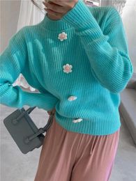 Women's Sweaters Green Sweet Knitted Korean Style Fashion Pullovers For Ladies Autumn Winter 2023 Clothing Sweater Tops Blouse Female