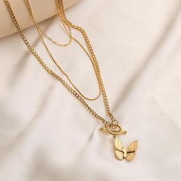 Choker BUY 2023 Fashion Gold Colour Multilayer 316L Stainless Steel Chain Necklace For Women Wedding Jewellery Engagement Gift