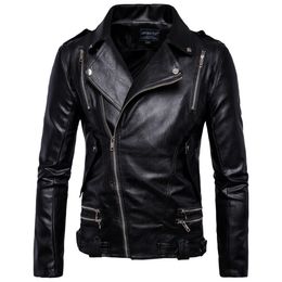 Men's Jackets 2024 Autumn winter Polo Collar Large High Quality Multi Zipper Motorcycle Leather Coat Pu Jacket Punk Rock 230809