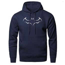 Men's Hoodies Bat Print Solid Color Fleece Plus Thick Sweatshirts Hooded Style Trend Hoody 2023 Spring Autumn Casual Clothes