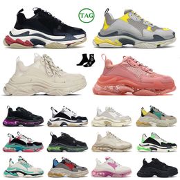 triple s men women designer casual shoes platform sneakers Paris clear sole black white grey red pink blue Royal Neon Green mens trainers Tennis Sports shoe 36-45