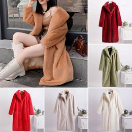 Women's Fur 2023 Women Winter Warm Faux Coat Thick Long Turn Down Collar Overcoat Casaco Feminino