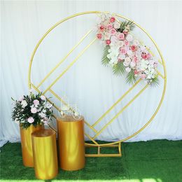 New Diamond Wedding Arch Mariage Backdrop Wrought Iron Creative Ring Geometric Frame Stand Screen Stage Background Decoration2167