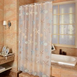 Toothbrush Holders Starfish Pattern PEVA Shower Curtain Seaside Style Bathroom Bath With Hooks Waterproof Mildew Accessories 230809