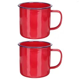 Mugs Vintage Enamel Mug Retro Tea Cup Home Water Holder Heat-resistant Durable Drinking Style Office
