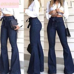 Women's Jeans High Waist Bellbottom Streetwear Fashion Blue Femme Push Up Slim Denim Pants Women Black Sexy Flare