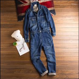 Men's Jeans European And American Denim Jumpsuit Women's Retro Work Thin Hip-hop Casual Blue Pants