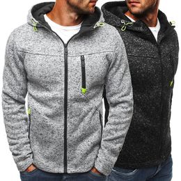Men's Hoodies Sweatshirts Full Zip Hoodie Solid Color Zipper Hooded Daily Fitness Basic Thin Fleece Long Sleeve Blue Gray Black 230809