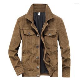 Men's Jackets Corduroy Men Jacket Spring Autumn Solid Color Bomber Vintage Lapel Windbreaker Multi-Pocket Streetwear Male Cargo Parkas