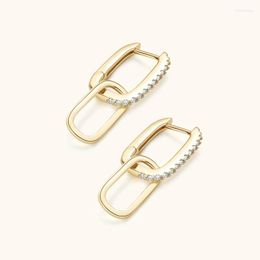 Hoop Earrings Real Moissanite Paperclip Link For Women 2023 Trend To Sell 925 Silver Fine Jewelry Geometry