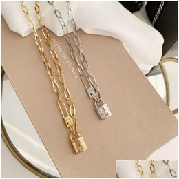 Pendant Necklaces European And American Fashion For Women Street Retro Hip Hop High Sense Locket Necklace Gold Cold Wind Clavicle Dr Dh9Pg