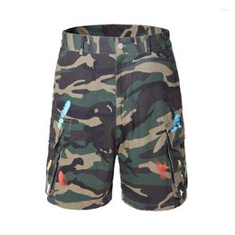 Men's Shorts Summer Graffiti Military Camouflage Cargo Men Loose Fit Sweat Short Streetwear