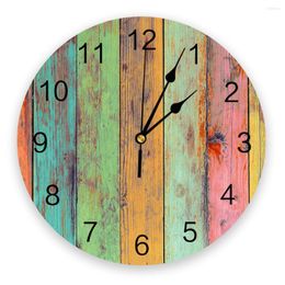 Wall Clocks Multi-colored Wood Panel Bedroom Clock Large Modern Kitchen Dinning Round Watches Living Room Watch Home Decor