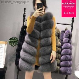 Women's Leather Faux Leather S-3XL Winter Fashion Women's 7-Step Faux Fox Fur Tank Top Long Artificial Fur Tank Top Jacket Sleeveless Stitched Coat L1439 Z230809