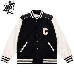 Mens Jackets Streetwear Men Baseball Jacket Spring Letter C Embroidery Patchwork PU Leather Sleeves Casual Cashmere Unisex Clothing 230809