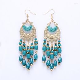 Backs Earrings 1Pair Bohemian Style Moon Tassel For Women Fashion Vintage Bead Curtains Girl Party Decoration