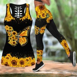 Women's Leggings Sale Seamless Women Yoga Pants Faith Sunflower And Butterfly Black Hollow Tank Top Legging