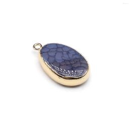 Pendant Necklaces Natural Stone Pendants Gold Plated Egg Shape Dragon Scale Agate Charms For Trendy Jewellery Making Diy Women Necklace Gifts