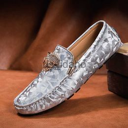 Dress Shoes High quality men's leather shoes Loafers red flat shoes bright skin snake skin bean women's shoes Moccasins men's shoes J230808
