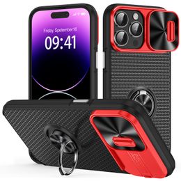 Magnet Ring Kickstand Phone Cases for iPhone 15 Pro Max 14 Plus 13 12 Samsung Galaxy S23 Ultra A53 A23 Sliding Camera Protection Rugged Defender Cover