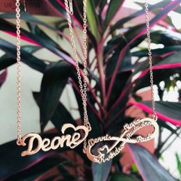 Custom Exquisite Heart Name Nameplate Stainless Steel Necklaces Womens Personalised Gold Colour Letter Jewellery Best Friend Gift L230620