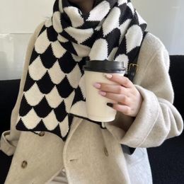 Scarves Design Warm Winter Knitted Scarf Women Korean Style Striped Thick Wool Neckerchief Female Shawl Neck Wrap Bufandas Echarpe D475