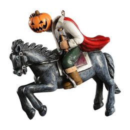 Decorative Objects Figurines Headless Horseman Statue Spooky Sculpture Of Pumpkin For Halloween Party Haunted House And Horror Ornament Lovers 230809