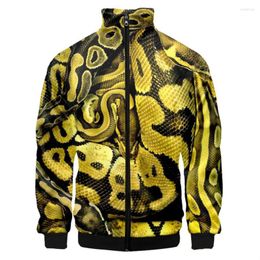 Men's Jackets 3D Snake Skin Print Stand Collar Zipper Bomber Jacket Men Women Sweatshirt Casual Harajuku Hoodies Uniform Coat