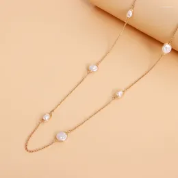Pendant Necklaces Necklace Women Artificial Pearl Woman Chain Simple Jewellery Unisex Gold Colour Trendy Sweet Zinc Alloy Naszyjnik