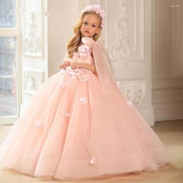 Girl Dresses Custom Princess Flower Girls A Line V-Neck Floor-Length Applique Tulle Pageant Birthday Christmas