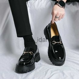 Dress Shoes New Black Loafers for Men Patent Leather Round Toe Slip-On Wedding Formal Men's Shoes Business Size 38-45 J230808