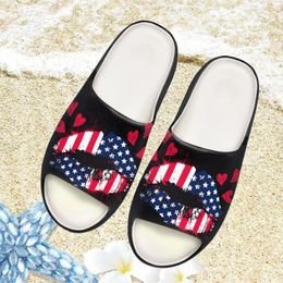 Slippers Nopersonality Lips American Flag Design Sandals Summer Ladies Flats Trendy Flip Flops Home Bathroom Sandalias