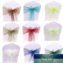 100PCS Wedding Party Organza Fabric Ribbon Chair Sashes For Banquet Event Birthday Party Decoration Home Textile Chair Cover Facto2811