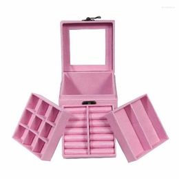 Jewelry Pouches Velvet Box Vintage Style Three-tier Multideck Storage Cases Rings Earrings Necklaces Makeup Holder Case