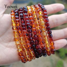 Charm Bracelets 5-6mm Rainbow Amber Bracelet Chic Women Gift 100% Real Irregular Diy Beads Casual Trendy Natural Stones Ambar Jewellery Wholesale 230809