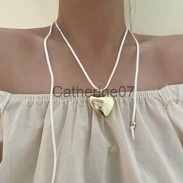 Pendant Necklaces Women's Exaggerated Trendy Heart Jewelry Exquisite Pendant Necklace Vintage Korean Style Classic Rope Chain Necklaces J230809