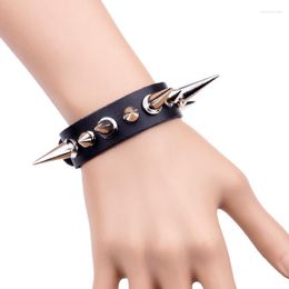 Charm Bracelets Gothic Men's Leather Bracelet Fashion Trend Cool Rivet Alloy Snap Closure Adjustable Party Gift