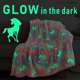 Blankets Swaddling Throwing blankets luminous sofas bed blankets cute dinosaur sofas bright winters warm and comfortable blankets children's Z230809