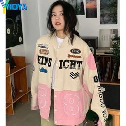 Womens Jackets YICIYA jacket bomber women varsity Detachable racing pink outerwear motorcycle coat American Baseball Jacket Windbreak korean 230808