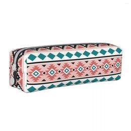Boho Bohemian Pencil Case Classic Aztec Pattern IIIb Pinks Pen Bags Student Large Storage School Supplies Gifts Box
