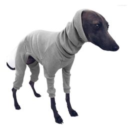 Dog Apparel Solid Colour Turtleneck Big Greyhound Clothes Winter Overall For Dogs Rib Four-legged Pyjamas Pet Sweater Jumpsuit Large