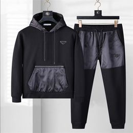 Men's new autumn fashion embroidered craft coat men's and women's trousers two-piece set T6D1301