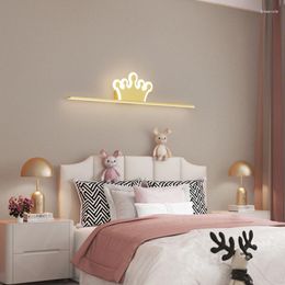 Wall Lamp Nordic Bedroom Children's Room Girl With Switch Warm Romantic Crown Bedside Marriage Princess Lighting