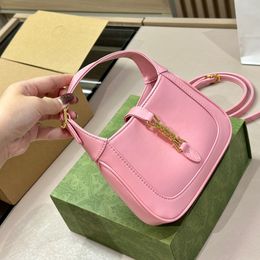 Mini Shoulder Bag Pink Handbag Purse Solid Leather Hardware Lock Buckle Open-type Seal Removing Straps Letter Mesh Texture High Quality Totes