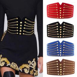 Belts 10cm Wide Waistband Women Fashion Slim Corset Cummerbunds Elastic Rivet Female Coat Hige Waist Belt Accessories