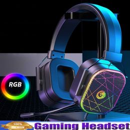 Esports Gaming Headset 3D Stereo Sound RGB LED Light Wired Headphone for PC Laptop PS4 PS5 Compatible Windows Android IOS System HKD230809